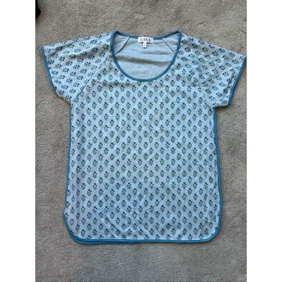 NWOT LAKE Pima cotton pj top in polar posey, Med $78 - Picture 3 of 8